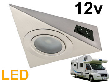 8670ww12 Spot triangle 12v 2.5w LED haute luminosit 280lm blanc chaud spcial cuisine de camping car, caravane, bateaux.