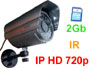 Camera IP reseau ethernet  interieur / exterieur haute d�finition 720p avec vision nocturne IR et enregistrement sur carte SD 2Gb pour video surveillance et web tv / vlc