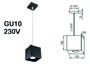 Suspension aluminium massif design cube noir 230v GU10