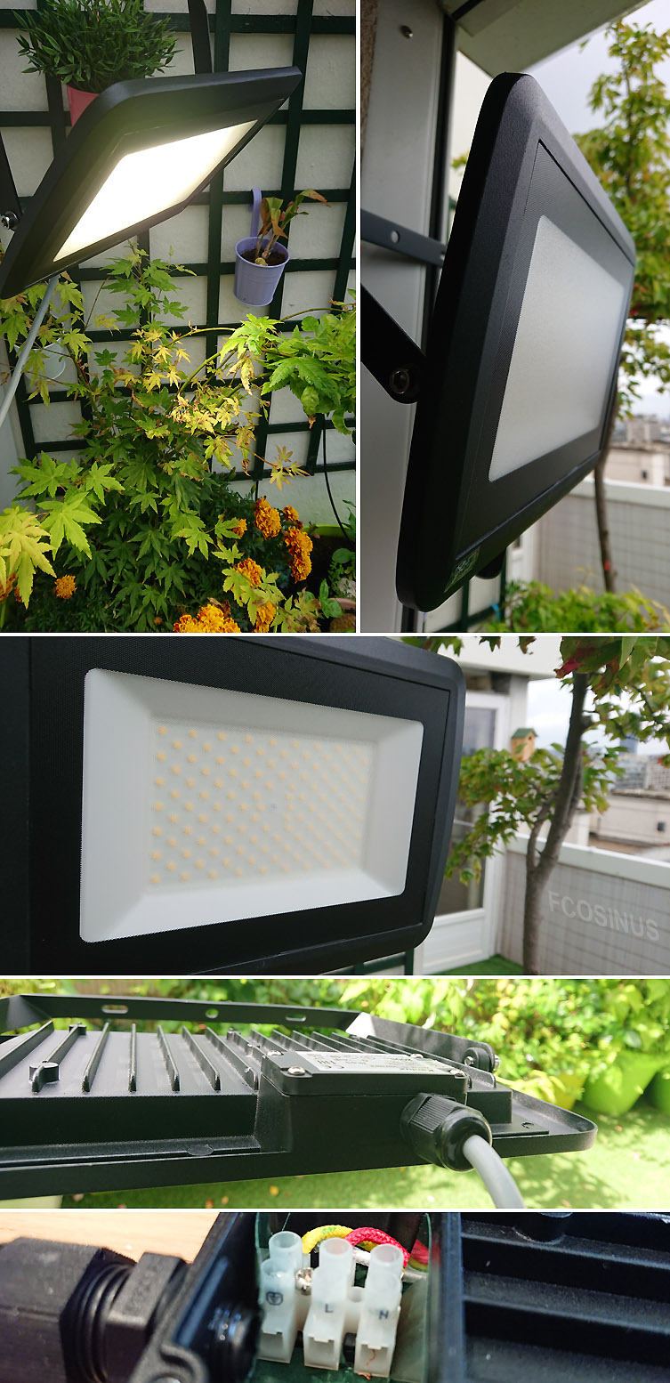 antem100nw Projecteur extérieur haute puissance LED 230v 100w 8000 Lm pour éclairage de facades, jardin, arbres. Design extra plat Image antem100nw Fcosinus