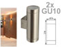 Applique murale extrieure / intrieure alu bross inox brillant double faisceau 2 x GU10 230v