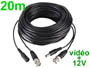 Cable Cordon VIDEO BNC + dport alimentation 12v pour camra de videosurveillance L=20m version standard