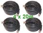 Pack 4 x 20 metres - cable / cordon coaxial vido BNC BNC 75 ohms rg59 pour vidosurveillance L=4 x 20m 