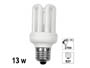 Ampoule E27 courte basse consommation fluocompacte blanc chaud 13w 230v
