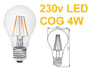 Ampoule  vis  Filaments LED COG 4w E27 230V blanc chaud haute luminosit 420lm