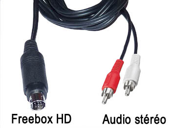 fbx2aud1 Cordon cable audio stéréo blindé mini din 9 broches pour Freebox HD vers 2 rca male L=1m