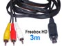 Cordon cable vidéo + audio stéréo mini din 9 broches pour Freebox HD vers 3 rca male L=3m