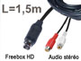 Cordon cable adaptateur audio stéréo blindé mini din 9 broches pour Freebox HD vers 2 RCA femelles L=1,5m