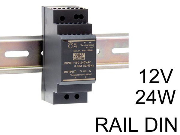 hdr3012 Alimentation transformateur 230v vers 12v pour tableau electrique en rail DIN compatible LED jusqu' 24w