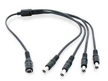 jk4 quadrupleur distributeur d'alimentation sur fiche jack 5.5 x 2.1mm 1 femelle vers 4 cables males