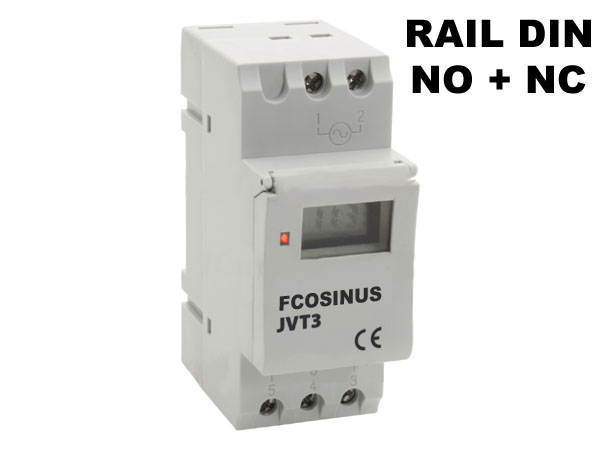 jvt3 Programmateur journalier NO + NF 230v 16A format RAIL DIN