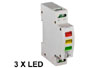 Triple voyants 230v LED vert, jaune, rouge pour RAIL DIN. Largeur 1 module