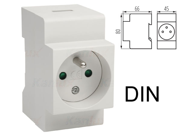 kmfs16a Prise secteur 16A 2P+T modulaire pour RAIL DIN. largeur 2.5 modules