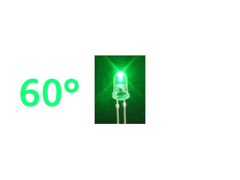 led5g60 LED Verte 5mm 12000mcd 60