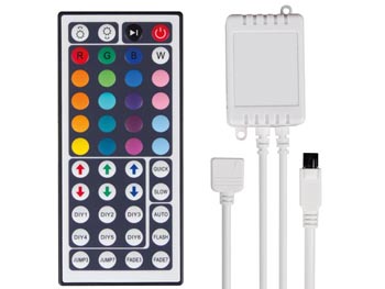 ledc07 Controleur LED RVB / RGB 16 millions de couleurs avec tlcommande IR 44 boutons et capteur dport. pour flexibles LED 12v  6A max