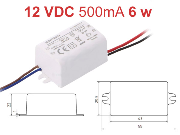 let500 Alimentation transformateur miniature 230v vers 12v spcial LED jusqu' 6w ultra compacte