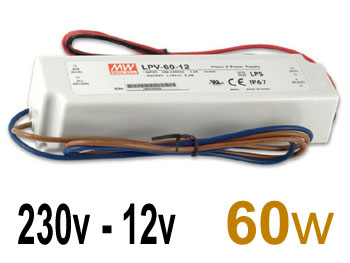 lpv6012 Alimentation transformateur étanche ip67 isolé 230v vers 12v spécial LED jusqu'à 60w