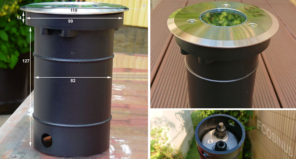 orom4870bt12v Spot encastrable extérieur étanche 11,3cm IP 67 Aluminium MR16 basse tension 12v rond pour sol de terrasse , jardin et plage de piscine avec double presse étoupe Image orom4870bt12v Fcosinus