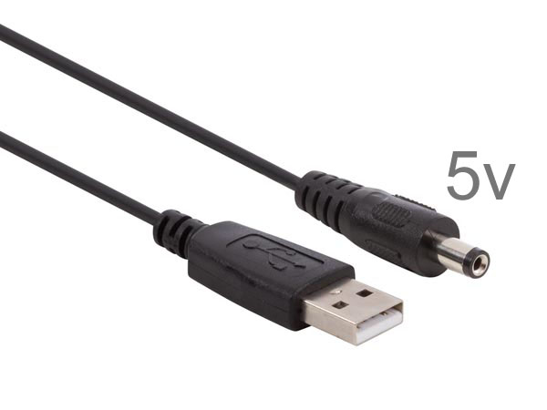 pacusb2155 Cordon alimentation USB vers connecteur CC 2.1 x 5.5mm 5v L=1m 
