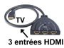 Commutateur lectronique HDMI 1.4 avec 3 entres vers 1 sortie sur 50cm de cable avec commutation automatique et manuelle