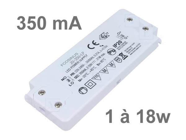 pled18 Alimentation LED extra plate pour 1 � 18 LED 350mA