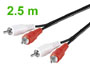 Cordon cable audio blindé stéréo 2 rca vers 2 rca  L=2.5m