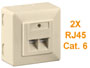 Boitier mural / prise murale rseau 2 x ethernet Catgorie 6 blinde beige - double ports RJ45