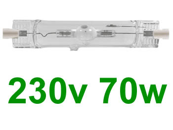rx7s70w Ampoule 230v 70w au format Rx7s à Iodure Metalhalogene Blanc Chaud 3000k ( compatible turo70 )
