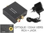 Convertisseur adaptateur spdif optique et coaxial vers 2 RCA stéréo analogique et jack 3.5mm