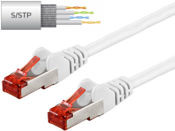 sstp025w Cordon cable rseau ethernet rj45 double blind PIMF SSTP cat 6 L=0.25m ( 25cm ) blanc
