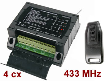vm160 Kit tlcommande sans fil + rcepteur 230vac  4 canaux  relais 433 Mhz en boitier compatible RAIL DIN pour tableau lectrique 