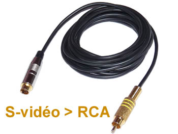 yc2rca Cordon cable adaptateur HQ Svido minidin 4 broches ( compatible mini-din 7 broches ) vers RCA  video composite L=2m