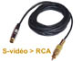 Cordon cable adaptateur HQ Svido minidin 4 broches ( compatible mini-din 7 broches ) vers RCA video composite L=10m