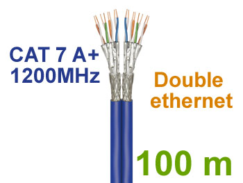 100cat7dup Cable duplex double rseau double blind 100m CAT 7A PIMF SSTP 1200Mhz SFTP pour installation fixe