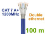 Cable duplex double réseau double blindé 100m CAT 7A PIMF SSTP 1200Mhz SFTP pour installation fixe