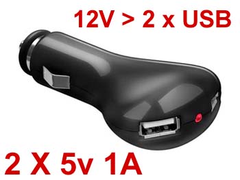 2 x Adaptateur USB A vers Prise Allume-Cigare 12V pour Voiture