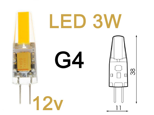 3wg4 Ampoule LED G4 12 vdc 3w 360 Blanc chaud 3000K 240Lm