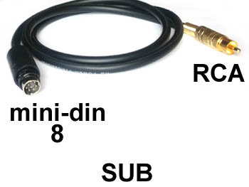 8mdin2rca Cordon subwoofer mindin 8 broches vers RCA male cable blindé pour JVC SP-PWA9 SP-PWA10 L=1,5m