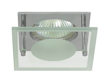 amon2566 Spot encastrable carr design Verre et chrome - verre depoli au centre  pour faux plafond