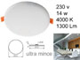 Spot LED encastrable rond diamtre 15,60cm 230v 14w 1300Lm 4000K pour faux plafond. ultra plat trs mince faible paisseur. 