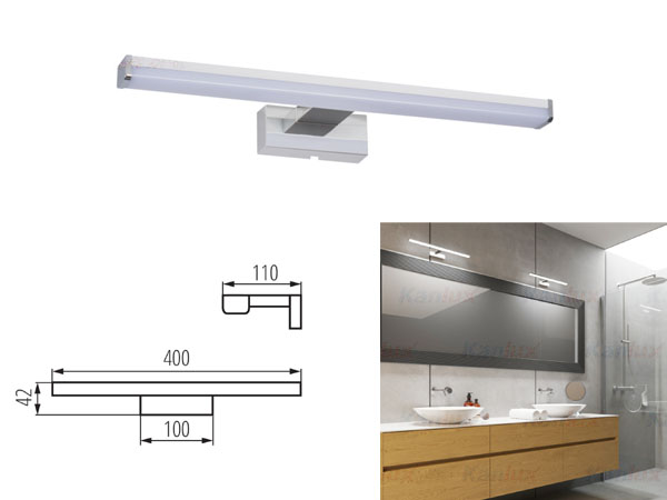 asten40 Applique barre led pour miroir de salle de bain 40cm 230v 8w 4000K 650Lm