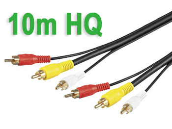 av3rca10hq CORDON AUDIO/VIDEO RCA, 3 x RCA MALE VERS 3 x RCA MALE L=10m HQ cable 75 ohms