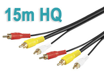 av3rca15hq CORDON AUDIO/VIDEO RCA, 3 x RCA MALE VERS 3 x RCA MALE L=15m HQ cable 75 ohms