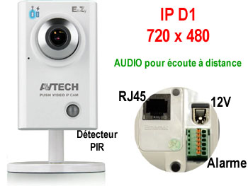 avn701 Camera IP AVTECH AVN701EZ compatible smartphone Android / iphone EAGLE EYES avec fonction Push alarme et Audio pour écoute à distance