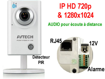 avn801 Camera IP AVTECH AVN801 CAMIP9  haute définition 1280x1024 compatible smartphone Android / iphone EAGLE EYES avec fonction Push alarme et Audio pour écoute