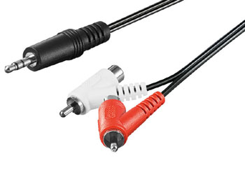 avw026jk Cordon audio stro jack 3.5 vers 2 rca avec doubleur RCA intgr L=1.5m