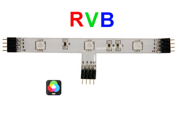 chls83 Flexible en T à LED 5050 étanche RGB / RVB - 3 LED - 12VCC 0.056A 0.68w chainable