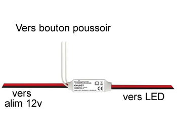 chlsc7 mini variateur 12v - 24v 5A controlé par bouton poussoir pour flexible LED et ampoule halogene MR11 MR16