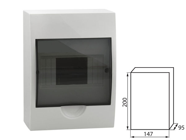 db106s Coffret tableau electrique de distribution en largeur RAIL DIN 6 modules avec porte transparente