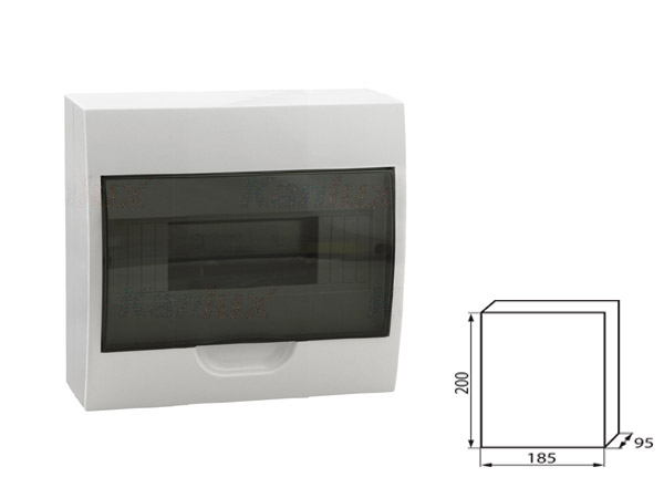 db108s Coffret tableau electrique de distribution en largeur RAIL DIN 8 modules avec porte transparente